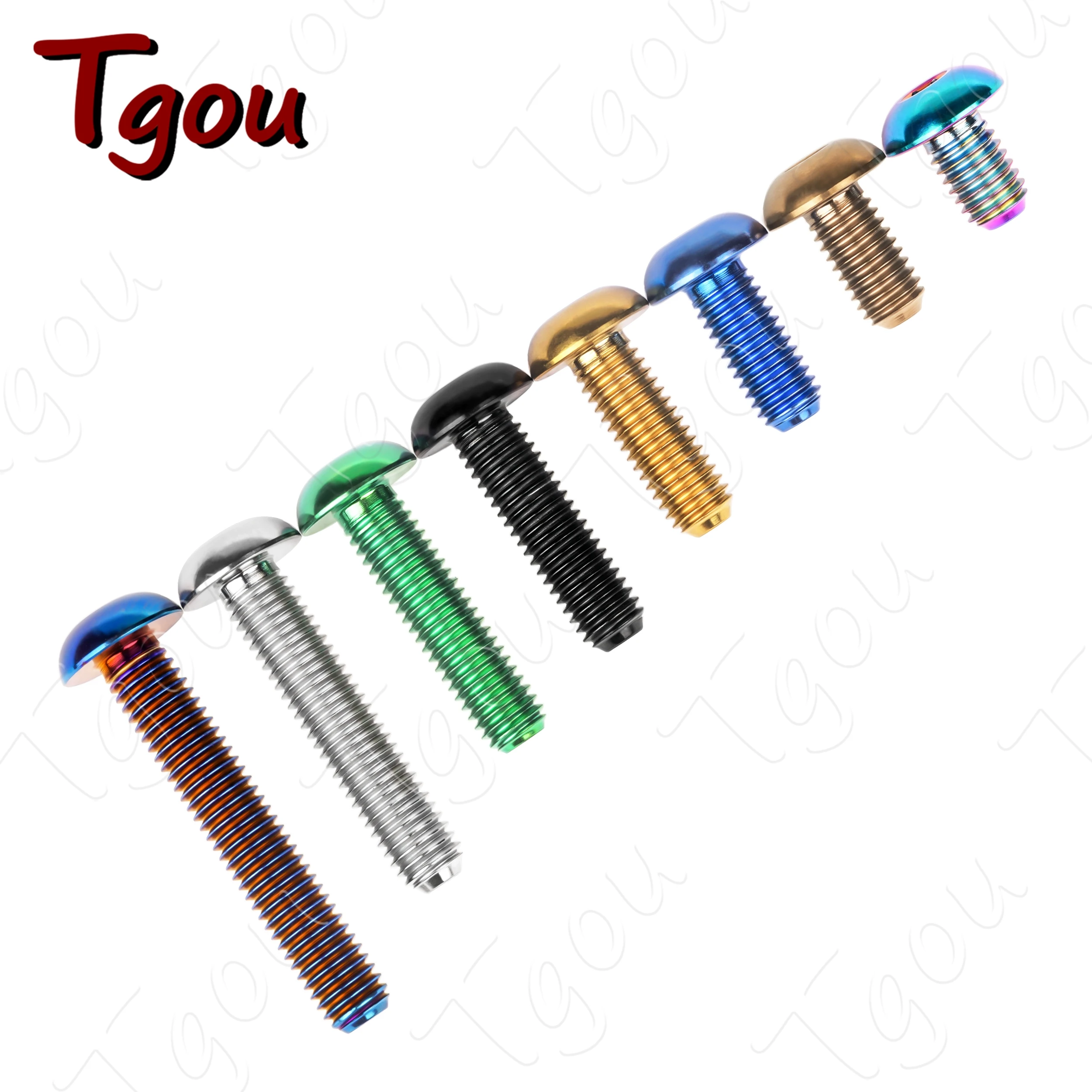 Tgou Titanium Bolt M5x8/10/12/15/18/20/25/30mm Half Round Head Hex Screw for Water Bottle Cage Fixing Bolts Bike Screws