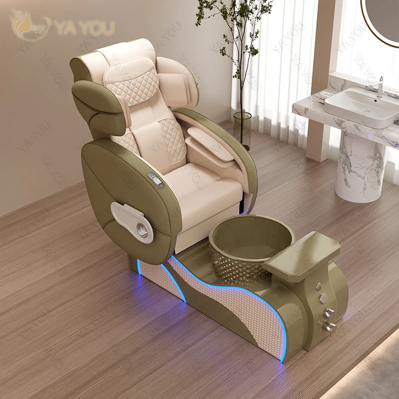 Yayou Luxury Design Electric Massage Automatic Water Circulation Pedicure Chair Inverted Back Full Massage For Nail Shop