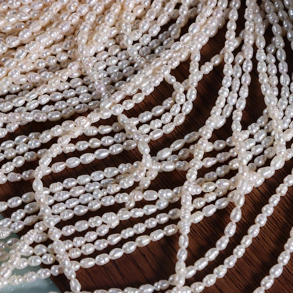 4 مللي متر 3A المياه العذبة الطبيعية الأرز الأبيض اللؤلؤ معزولة فضفاض غرامة حبة النساء هدية مجوهرات جعل عقد دي اي واي سوار إكسسوارات #3