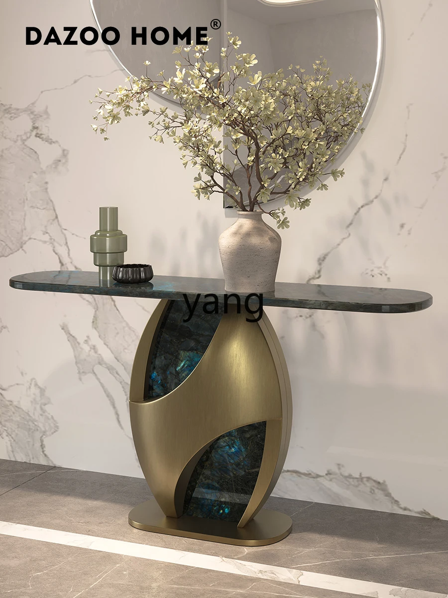 LMM light luxury villa high-end entrance table blue jadeite natural marble view platform entrance table