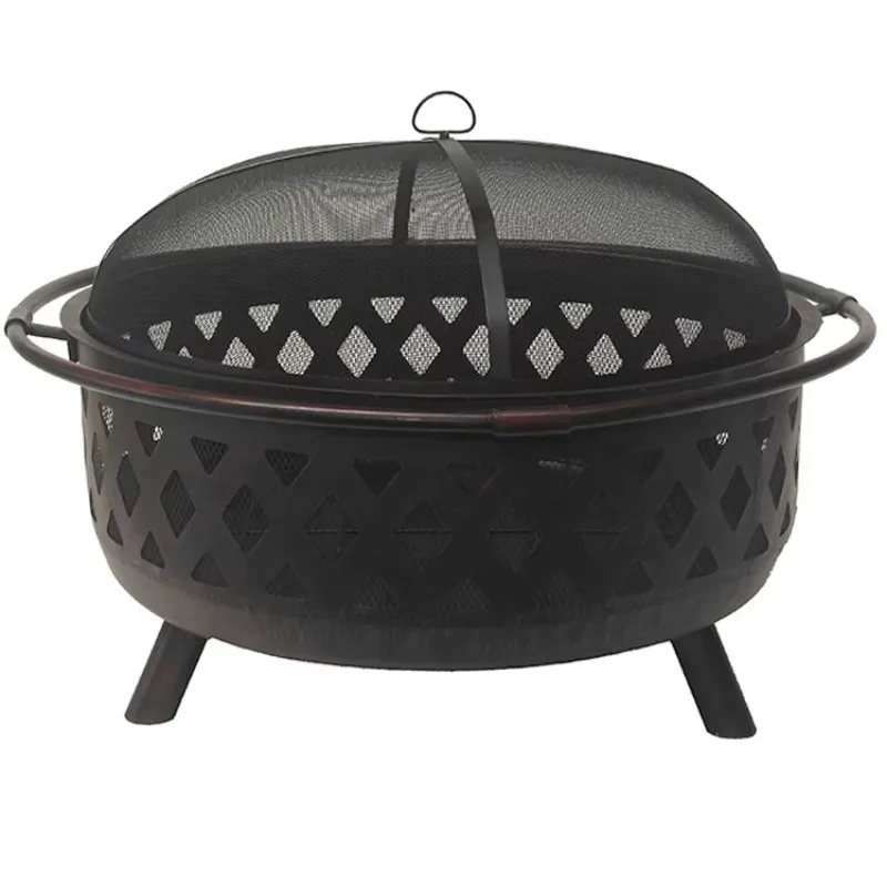 2026Hot Oem Extra Deep Picnic Stoves Wood Burning Modern  Wood Chips Black Heavy Firepit Outdoor With Fire Poker