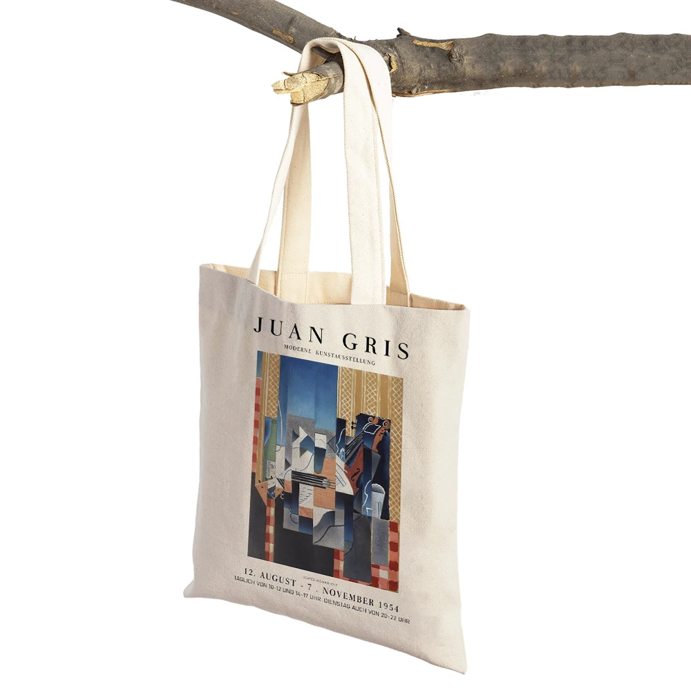 Juan Gris Cubism Modular Gallery Abstract Lady Shopping Bags Nordic Shopper Bag Double Print Women Canvas Supermarket Handbag