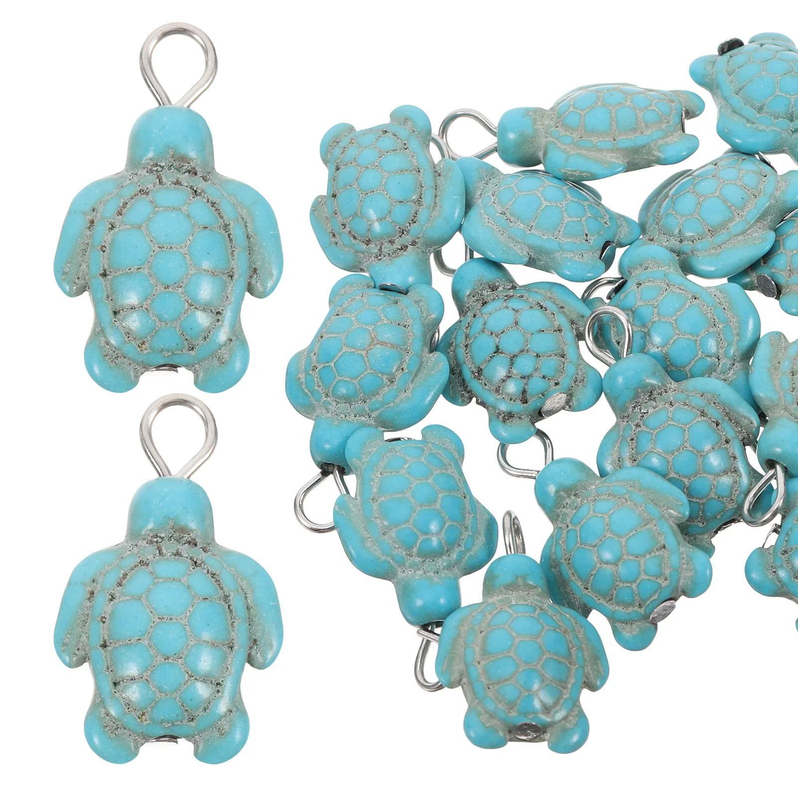 

20 Pcs Turquoise Sea Turtle Charms Animal Clay Beads H made Jewelry Accessories DIY Earrings Keychains Bracelets Anklets Ocean