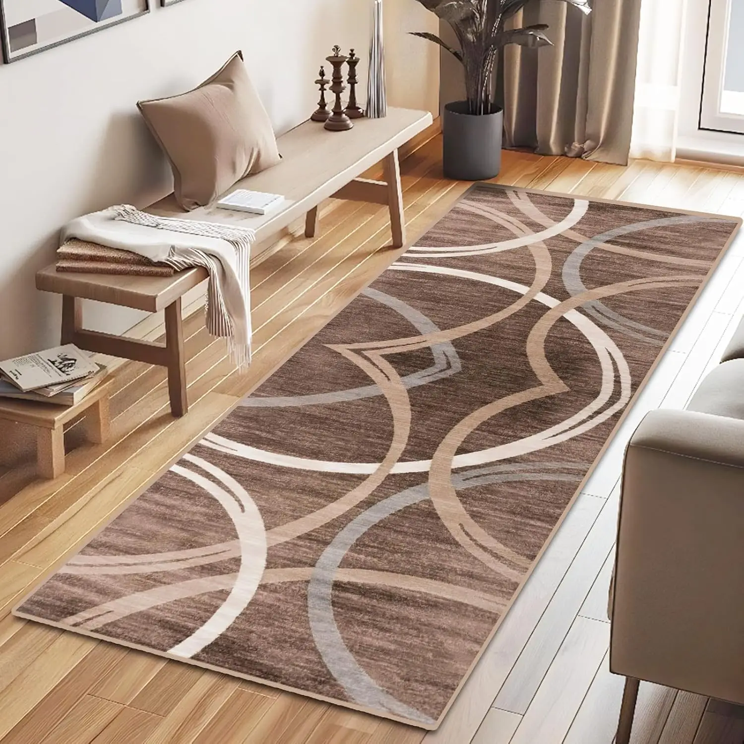 Modern Geometric Abstract Area Rugs,Low Pile High Traffic Small Carpet for Kitchen Hallway Living Room and Entryway Non Slip
