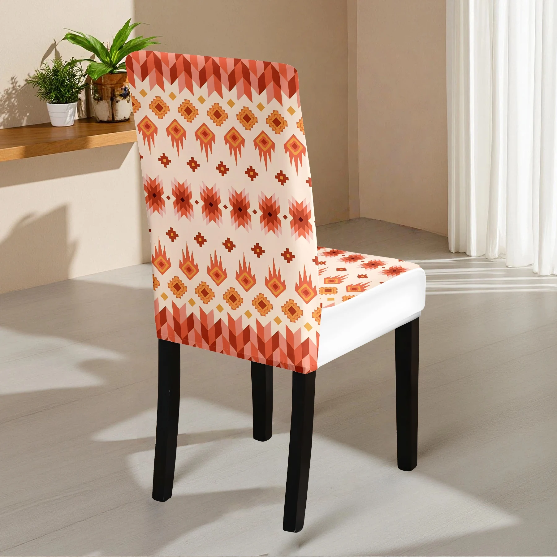2024 New Elastic Chair Cover, Vibrant Geometric Print, Washable & Non - Fading, All - Around Protection,