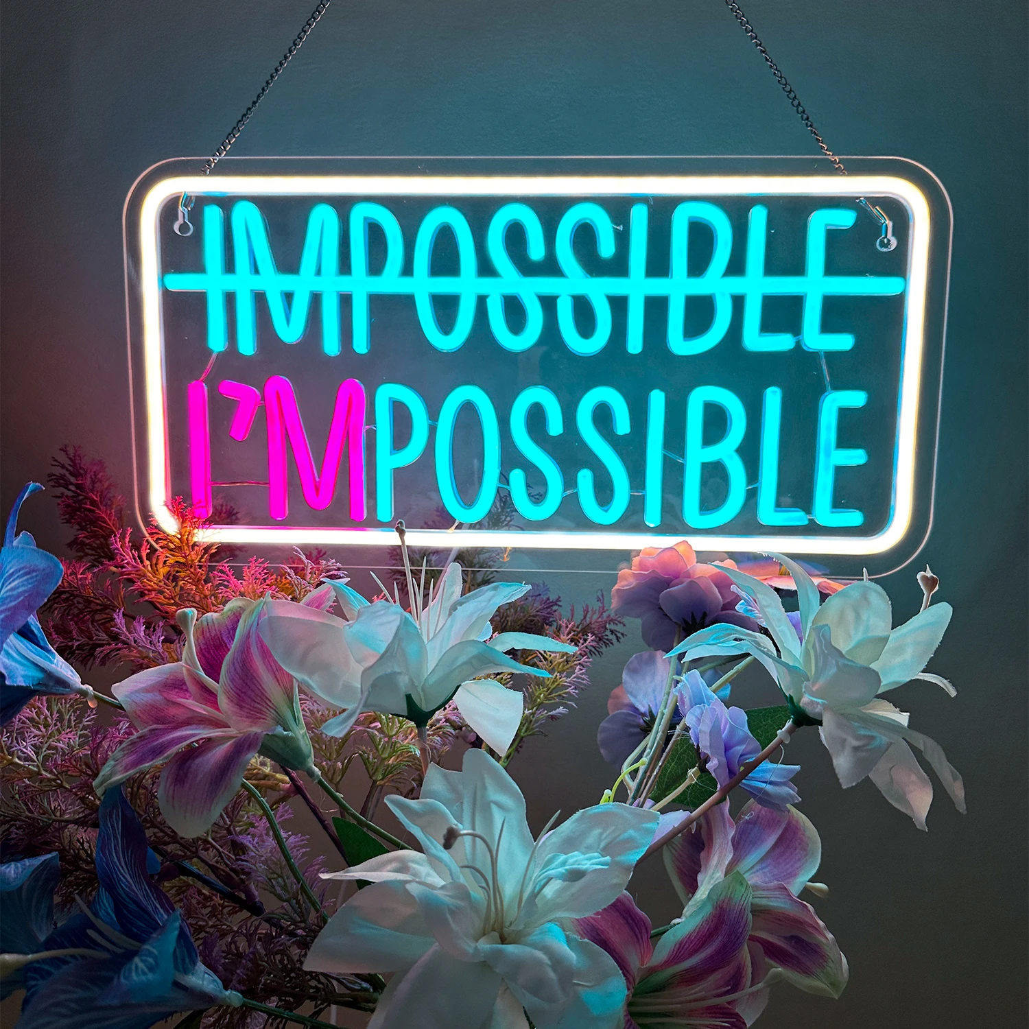 

Неоновая вывеска на заказ IMPOSSIBLE I'M POSSIBLE для декора стен, световые вывески, светодиодная неоновая вывеска для спальни, тренажерного зала, комнаты, настенного декора