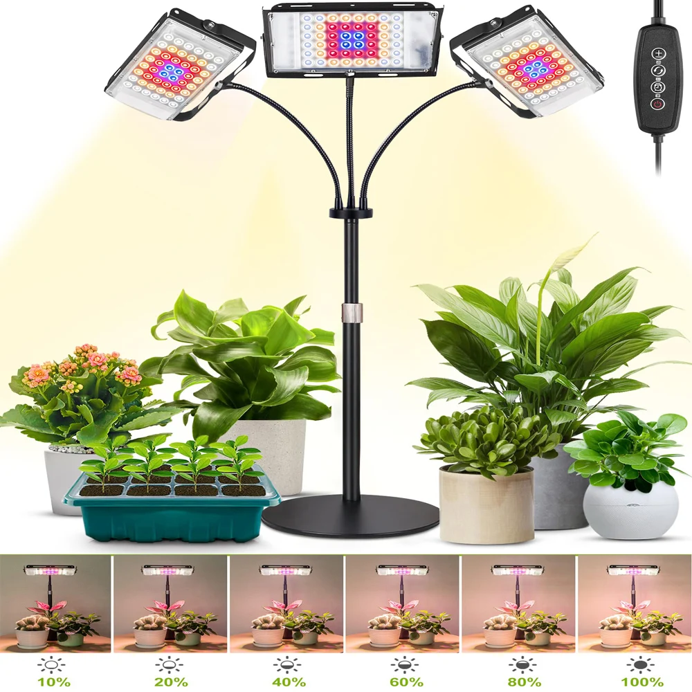 Full Spectrum Plant Grow Light Desk LED Dimmable Auto on/Off Timer Gooseneck Table Top Houseplants Growing Lamp for Indoor Plant