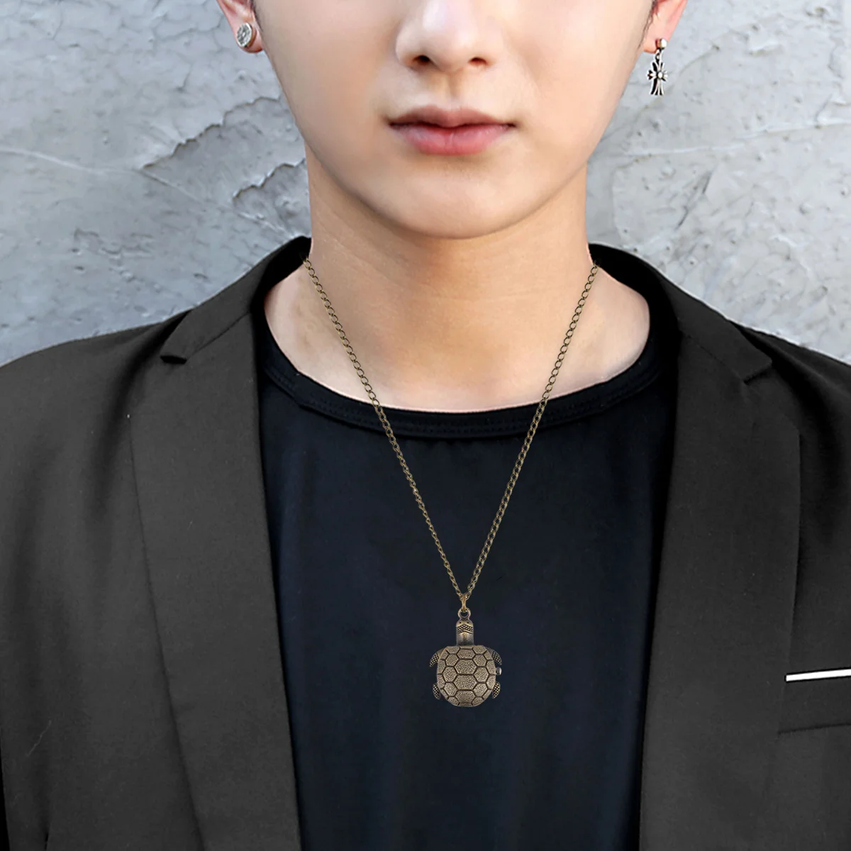 1pc Retro Pocket Watch Tortoise Shape Vintage Quartz Movement Chain Portable Lightweight Gift For Men Women Turtle Alloy