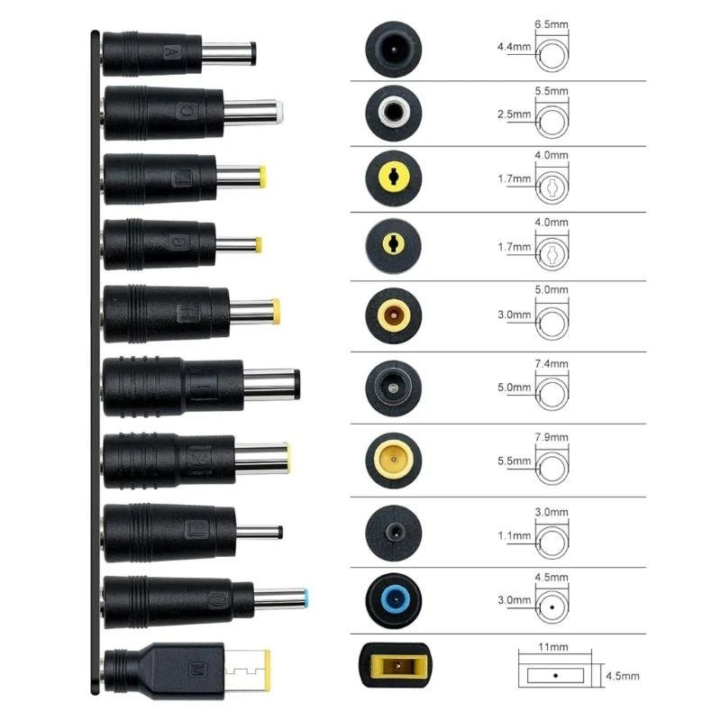 100W TypeC DC Power Adapter Kits Universal 5.5 mm x 2.1 mm DC AC Power Adapter 10 Tips Connector For Laptop Power Supply Plug