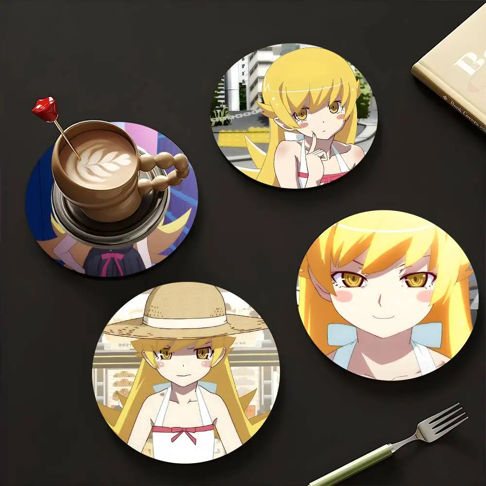 1pc Shinobu Oshino Anime Characters Wooden Coaster Colour Printing Cup Mat Home Desk Decoration Gifts