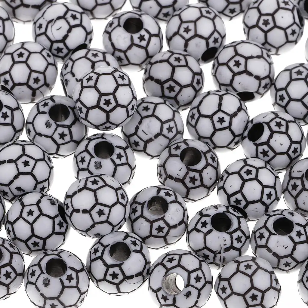 Sports Beads Pony Beads Resin Soccer Ball Spacers DIY Bracelet Necklace Making for Fans