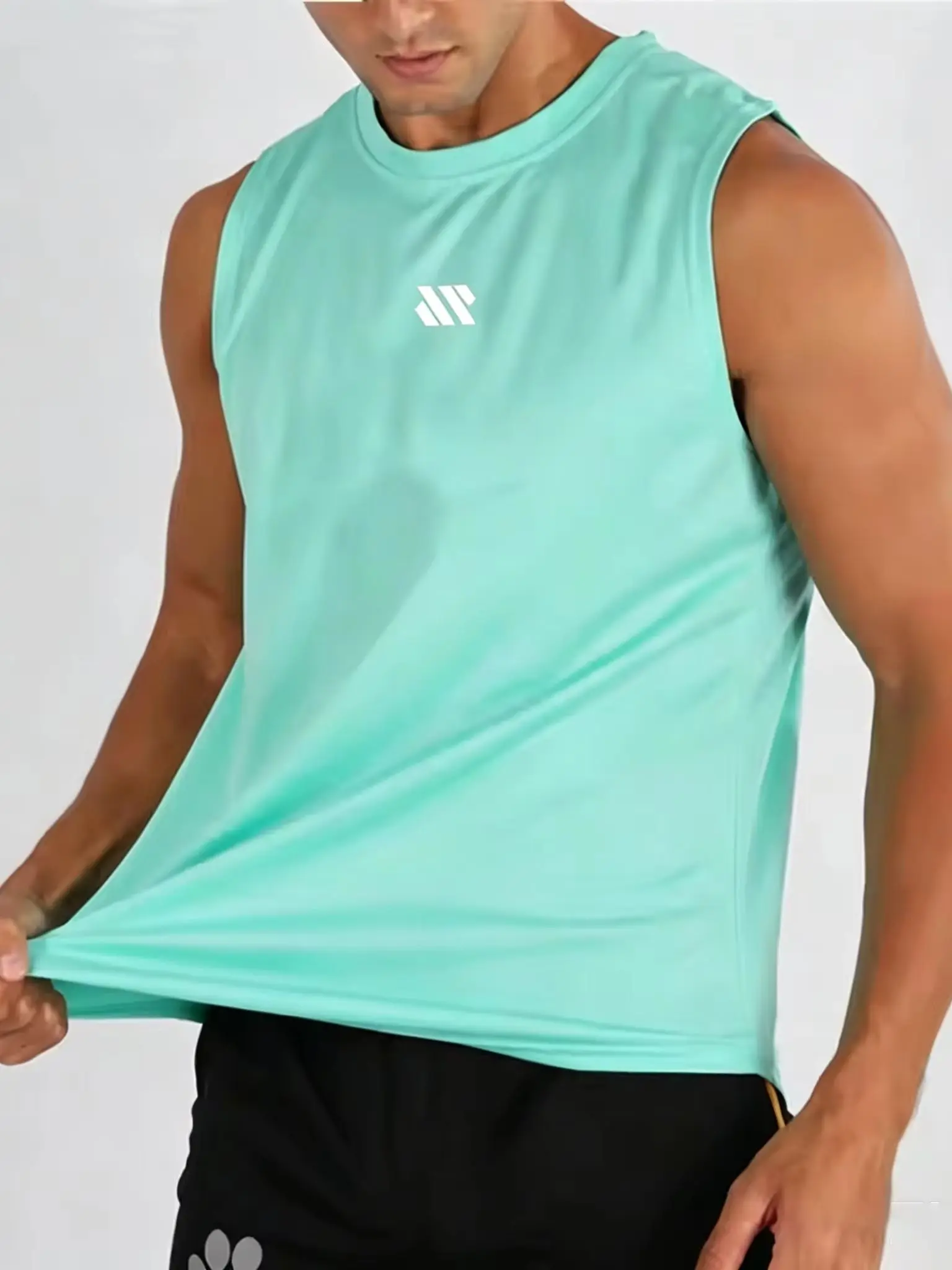 Męska koszulka bez rękawów do kulturystyki, siateczkowa koszulka fitness na siłownię, top do biegania, tank top, singlet, letnia koszulka sportowa męska. — zdjęcie 2