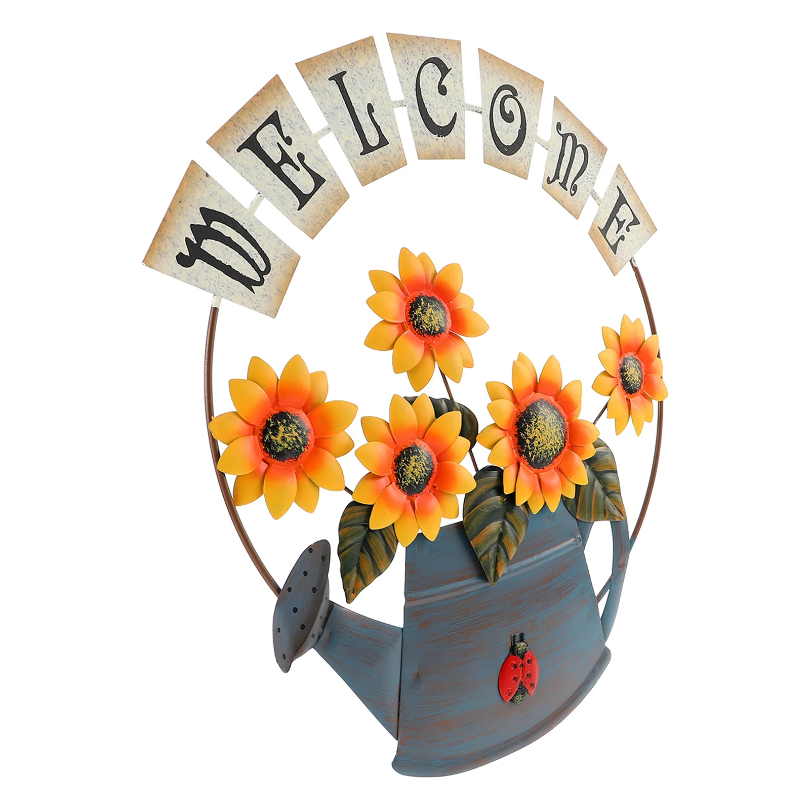 

Sunflower Kettle Wall Hanging Decor Yellow Home Garden Office Fine Workmanship Long Life Artistic Mood Home Decor Welcome