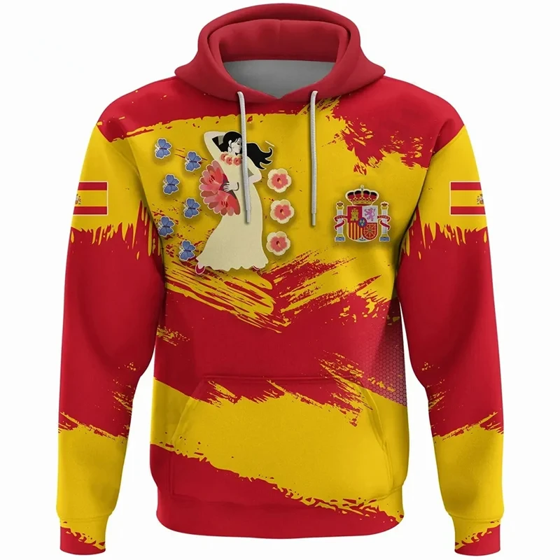 

Spanish Emblem Graphic Hoodie Men Clothing Pop 3D Spain National Flag Printed New In Hoodies Women Harajuku Fashion Y2k Pullover