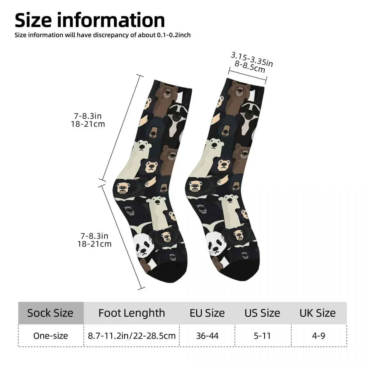 Bears Of The World Pattern Socks Harajuku calze di alta qualità calze lunghe per tutte le stagioni accessori per uomo donna regali di natale