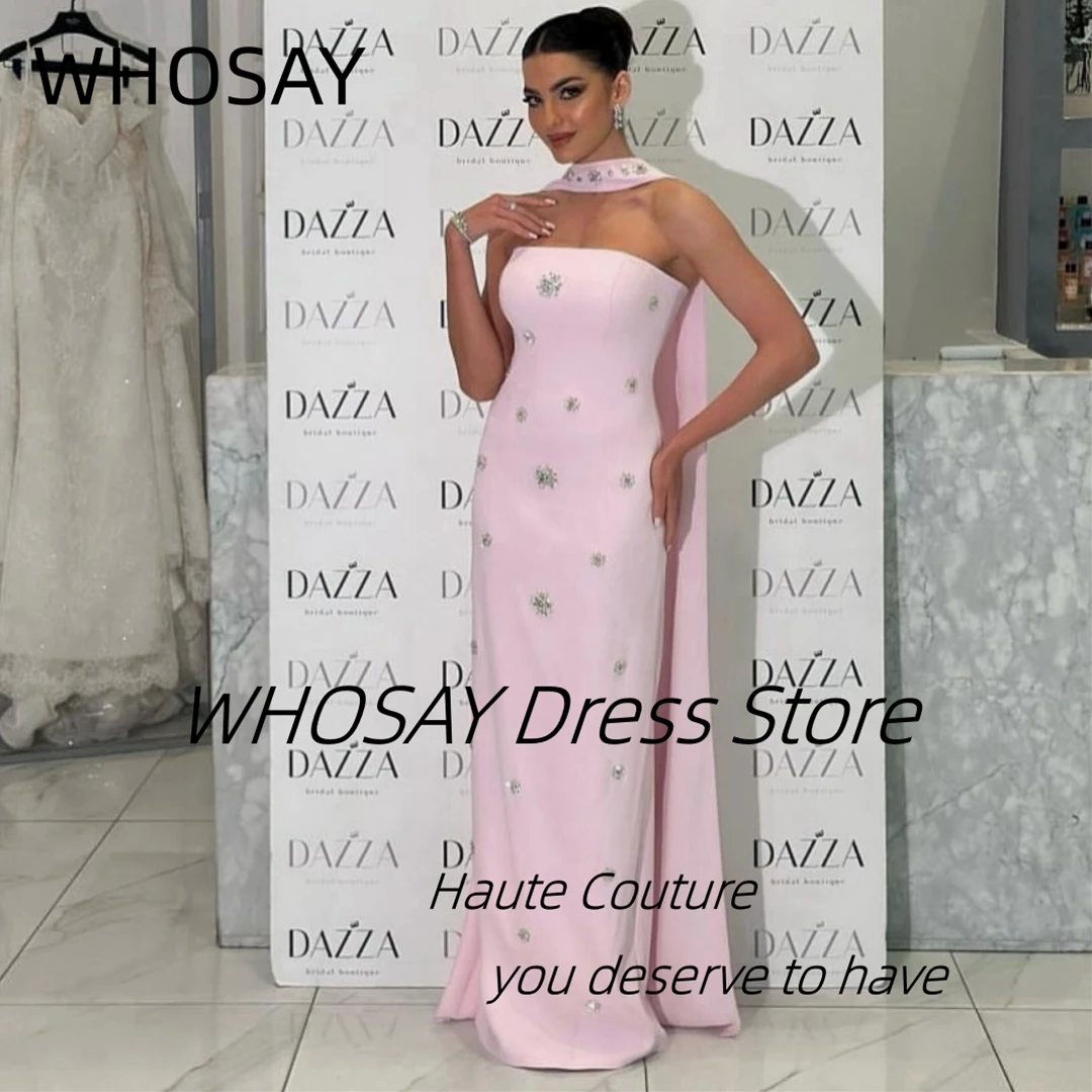 

WHOSAY Пром платья без бретелек на заказ с кристаллами Длинное вечернее платье-футляр с шалями Robe Des Soiree по индивидуальному заказу