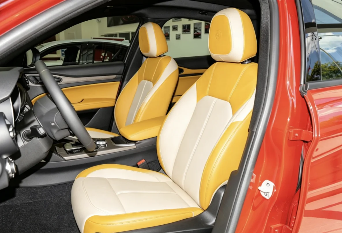 Für Alfa Romeo Stelvio 2017~2019 Maßgefertigte Autositzbezüge Luxuriöses Nappaleder 100% Passgenau Innenraumzubehör 360 ° Vollständige Abdeckung – Detail 2
