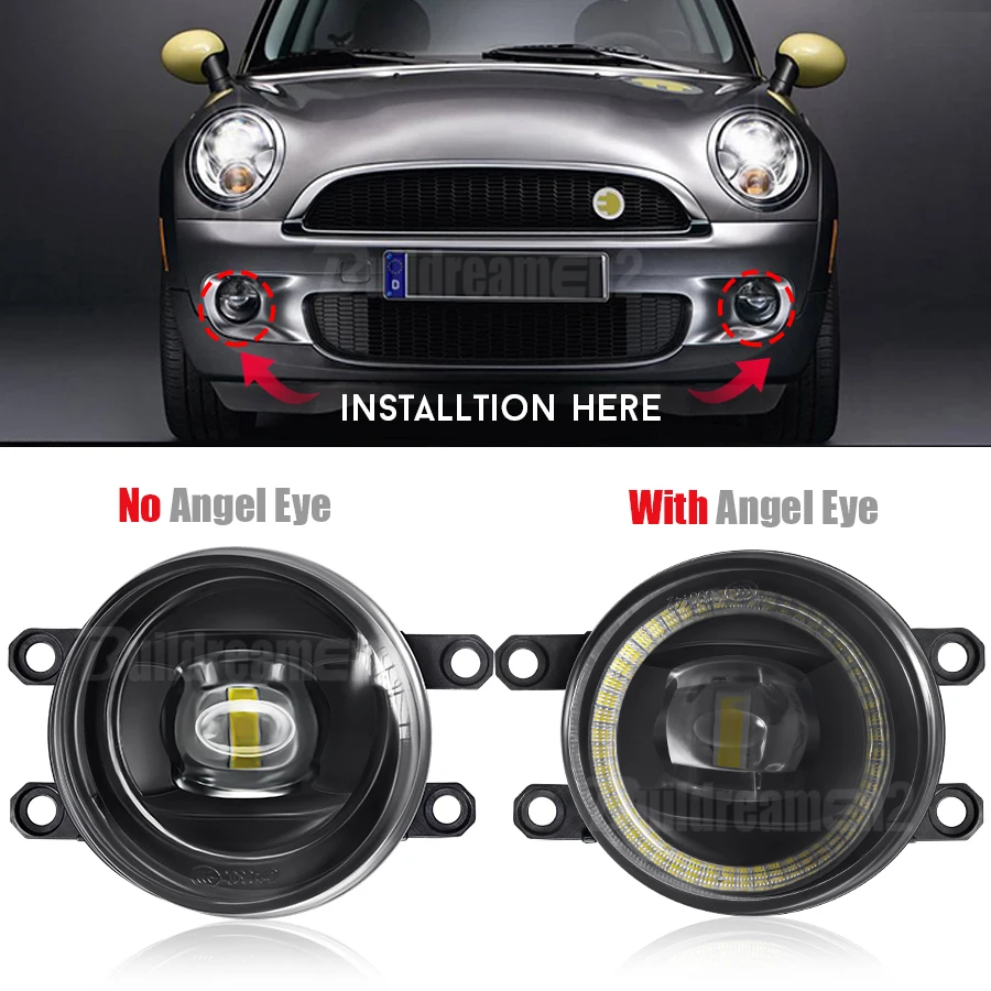 2 X Car LED Angel Eye Fog Light Assembly 40W Lens Fog Daytime Lamp 4000LM 12V For Scion tC xA Pontiac Vibe Daihatsu Materia Coo