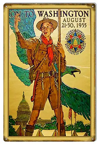 Vintage Metal Tin Sign Boy Scouts Aug 21-30 1935 Outdoor Yard Signs & Home Bar Kitchen Restaurant Wall Decor Signs 12X8Inch