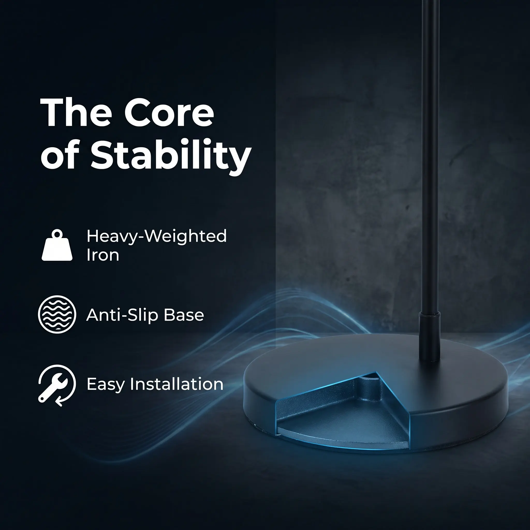 Iron Swing Arm Desk Lamp Base Stable Non-Tipping Classic Table Lamp Mount Base Replacement DIY Lighting Supply