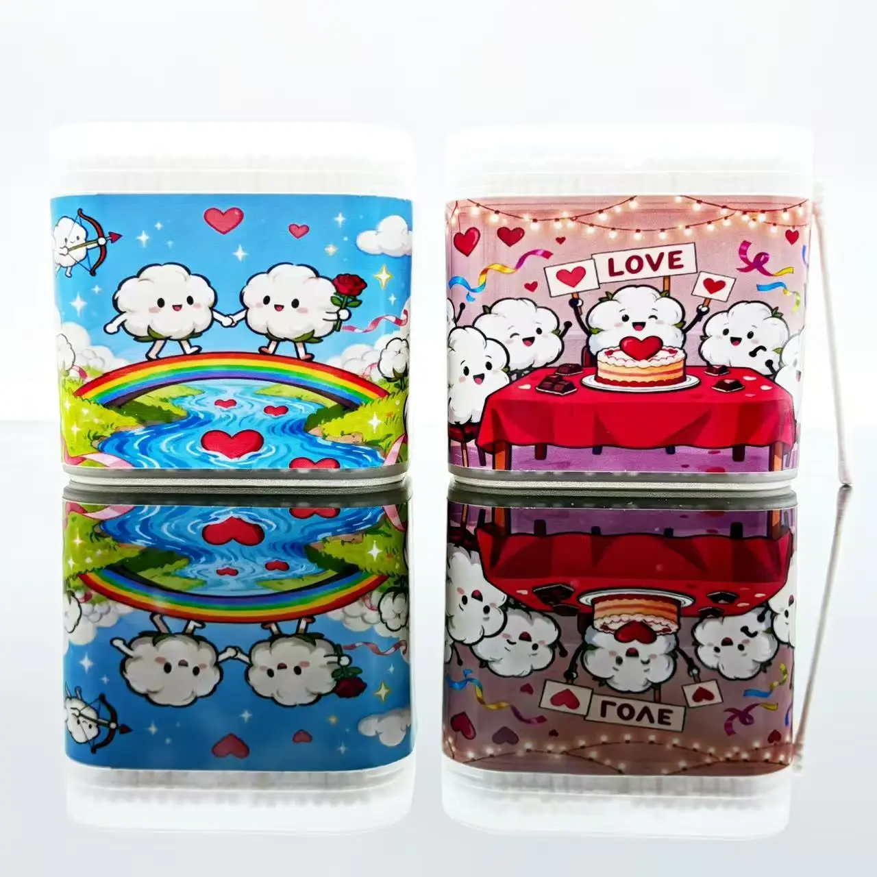 800 قطعة من مسحات القطن الأبيض ذات الطابع المزدوج لعيد الحب، ملعقة حلزونية إبداعية، عصا رفيعة لعنصر عيد الحب، أعواد قطنية