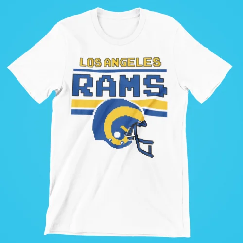 Los Angeles Rams Tecmo Bowl Throwback Retro NES Pixel Art 8 Bit Graphic T-Shirt