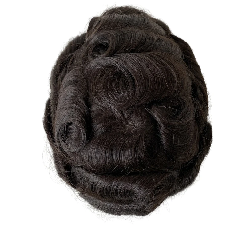 أنظمة الشعر البشري المنغولية المموجة 32 مم، # 1b اللون الأسود 8x10 الدانتيل السويسري هوليوود الشعر المستعار للرجل الأبيض