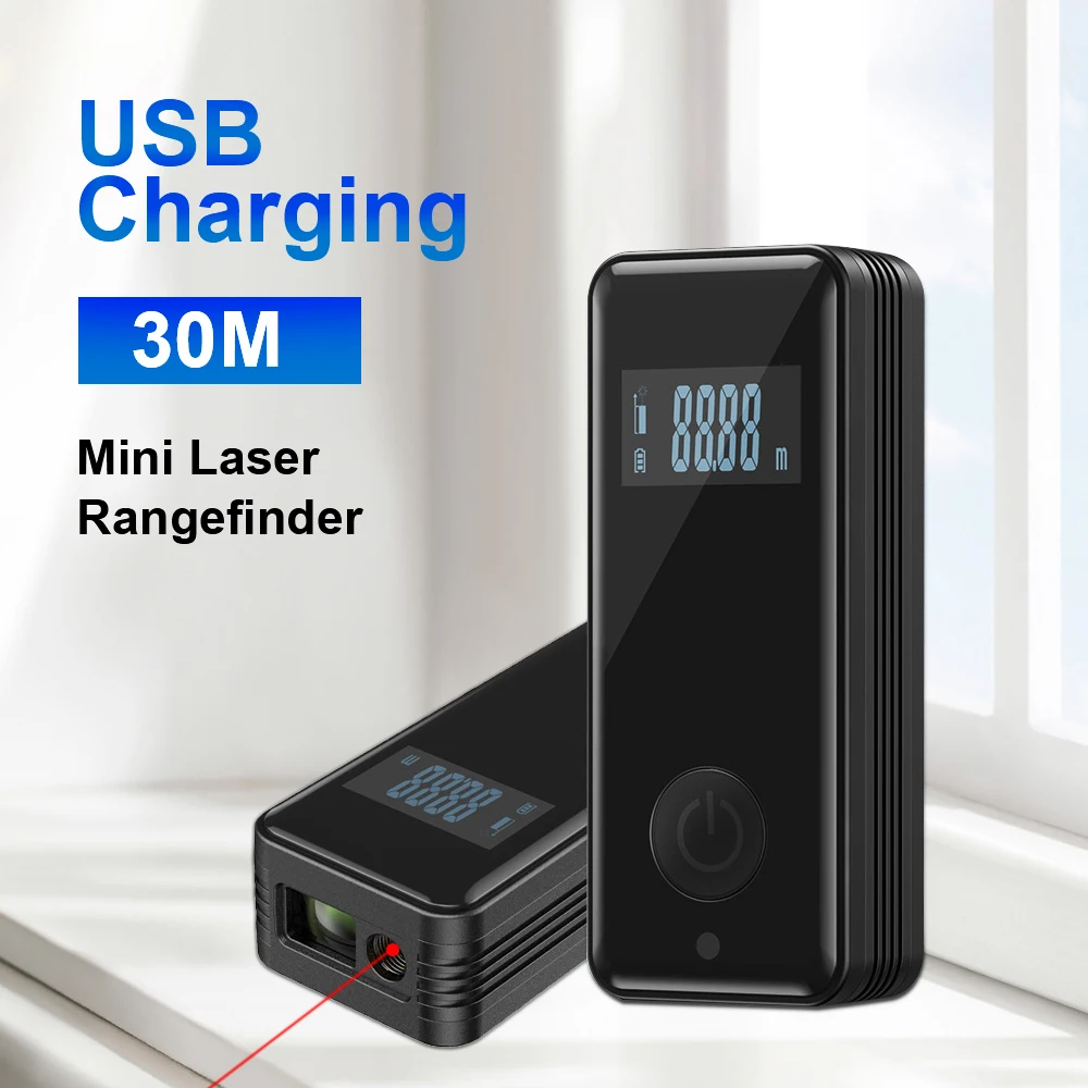 

Mini Smart Laser Distance Meter Measure Infrared Rangefinder Laser Range Finder Tools Portable Handheld 30M USB Rechargeable