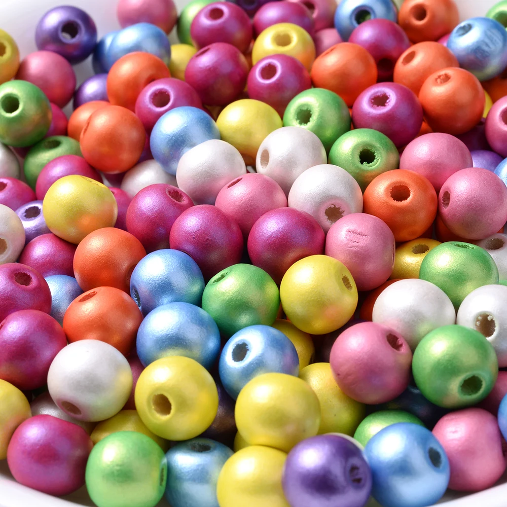 10mm Colorful Round Wooden Beads 60Pcs for DIY Bracelet Keychain Garland Handmade Jewelry Making Craft Decor Accessories