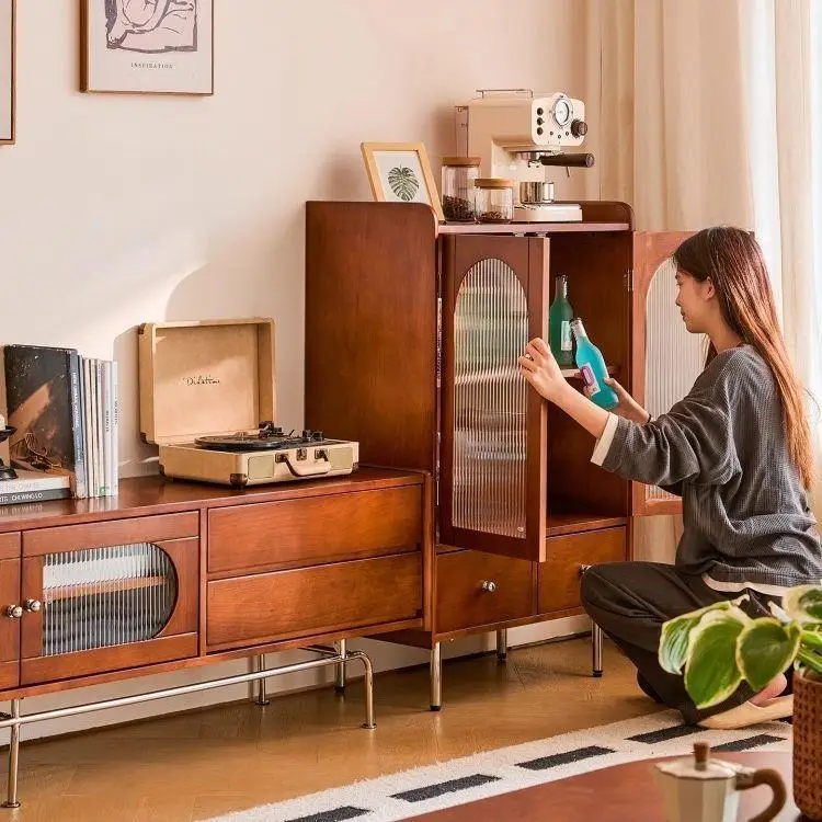 خزانة تلفزيون جديدة من القرون الوسطى لغرفة المعيشة وغرفة المعيشة المنزلية وجدار تخزين C وخزانة تلفزيون وشبكة كابي #3