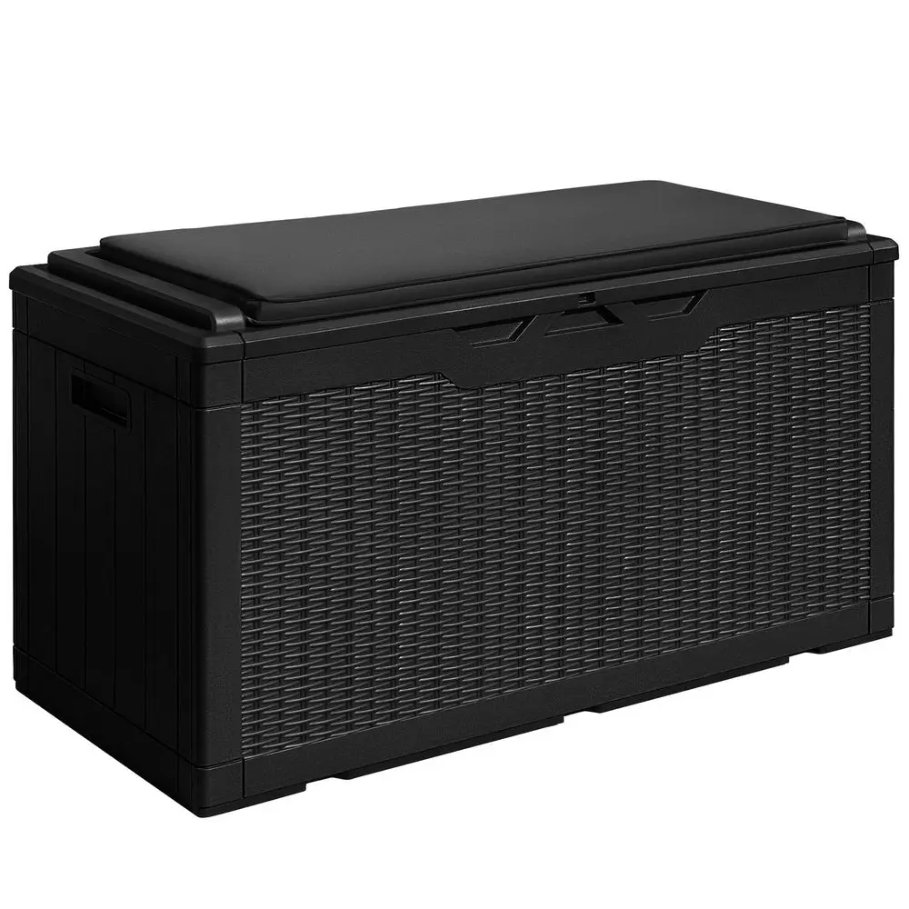 

100 Gallon Waterproof Large Resin Deck Box Outdoor Storage Box Indoor Lockable Storage Container with Cushion for Patio Furnitu