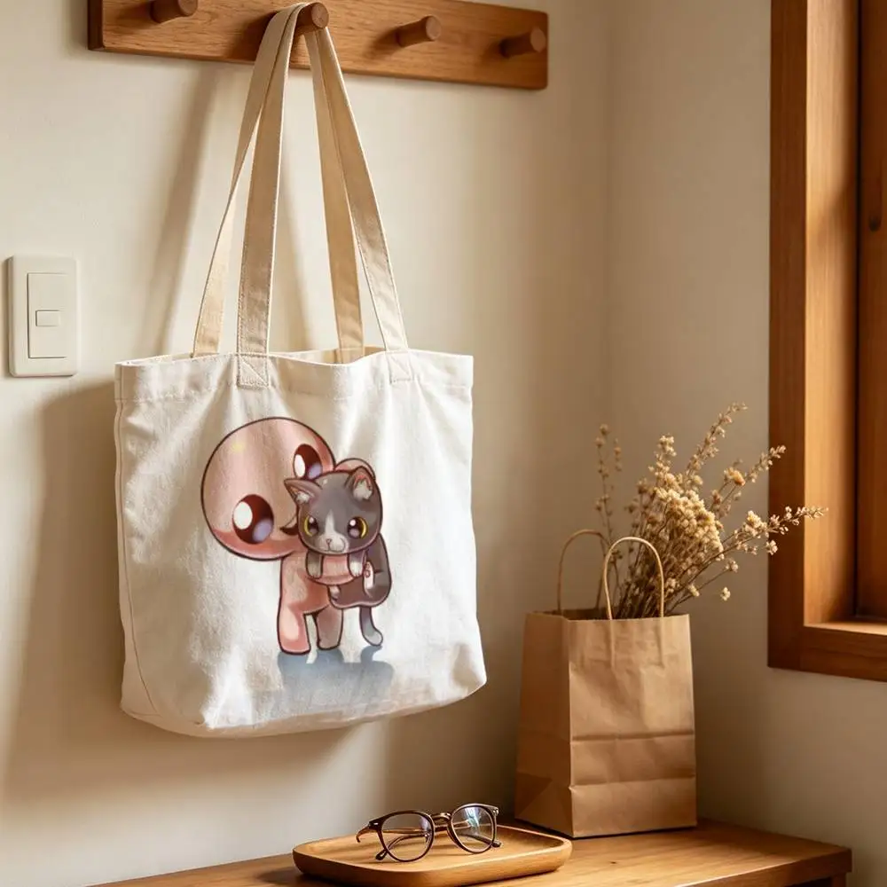 The Binding of Isaac  Printed Canvas Tote Bag with Zipper for Work School and Travel