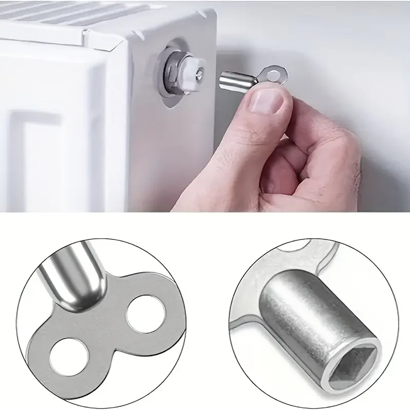 2-Pack Zinc Alloy Radiator Key with EU Standard Threads, for Bleeding Air from Radiators & Heating Systems