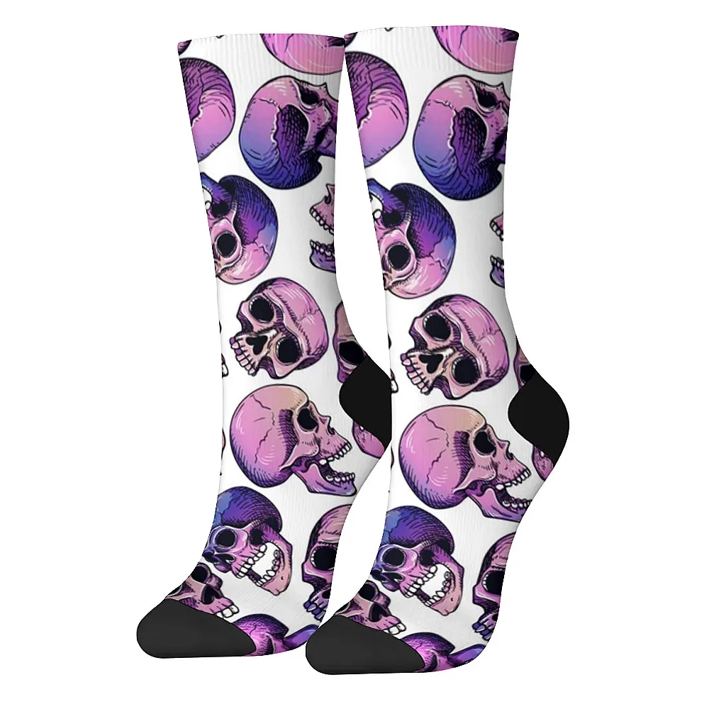 Calcetines de tubo medio novedosos y versátiles con patrón de esqueleto, estilo versátil, transpirables y cálidos, regalo perfecto