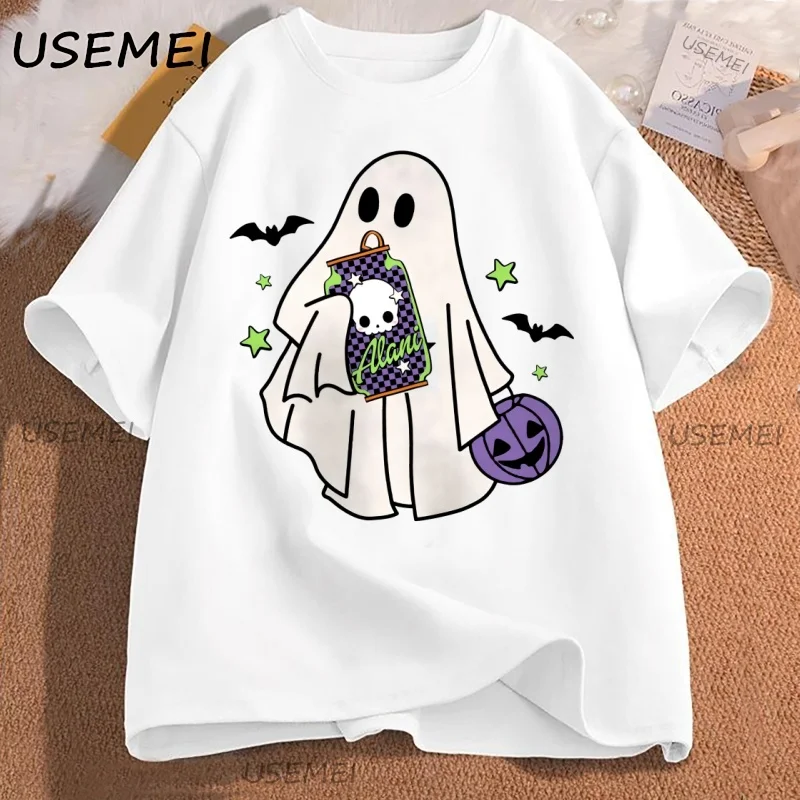 

Spooky Ghost Halloween Tshirt Ghost with Energy Drink Fall Tee Spooky Season T-Shirt Ghost Aesthetic Tee Women S Halloween Tee