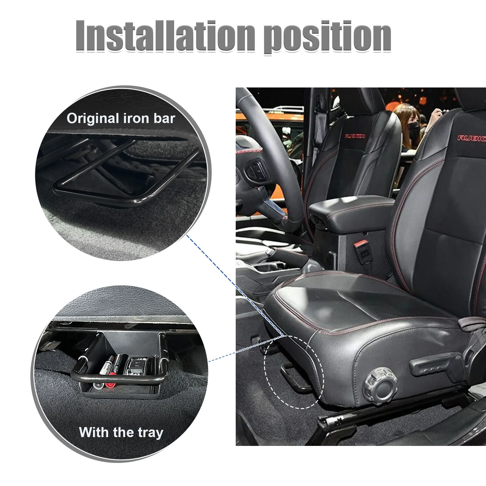 Organizador de almacenamiento frontal debajo del asiento para Jeep Wrangler JL JLU 2018-2025 y Gladiator JT 2020-2025, caja de almacenamiento oculta inferior, bandeja para coche