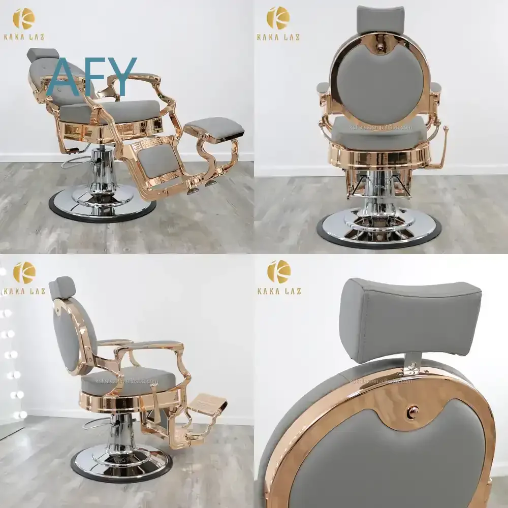 Luxurious Beauty Gray Salon Barber Chair Modern Design Retro Barber Chair for Hair Styling Salon for Barbershop for Beauty