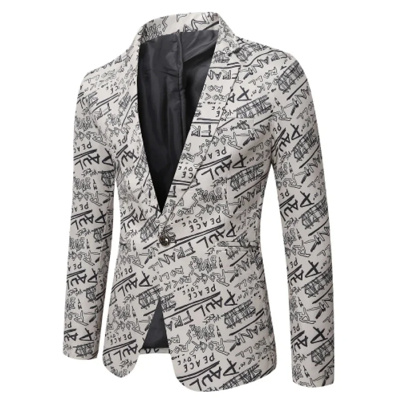 High Quality Blazer Men's Italian Style Print Elegant Fashion Simple Business Casual Party Gentleman Formal Fitted Jacket