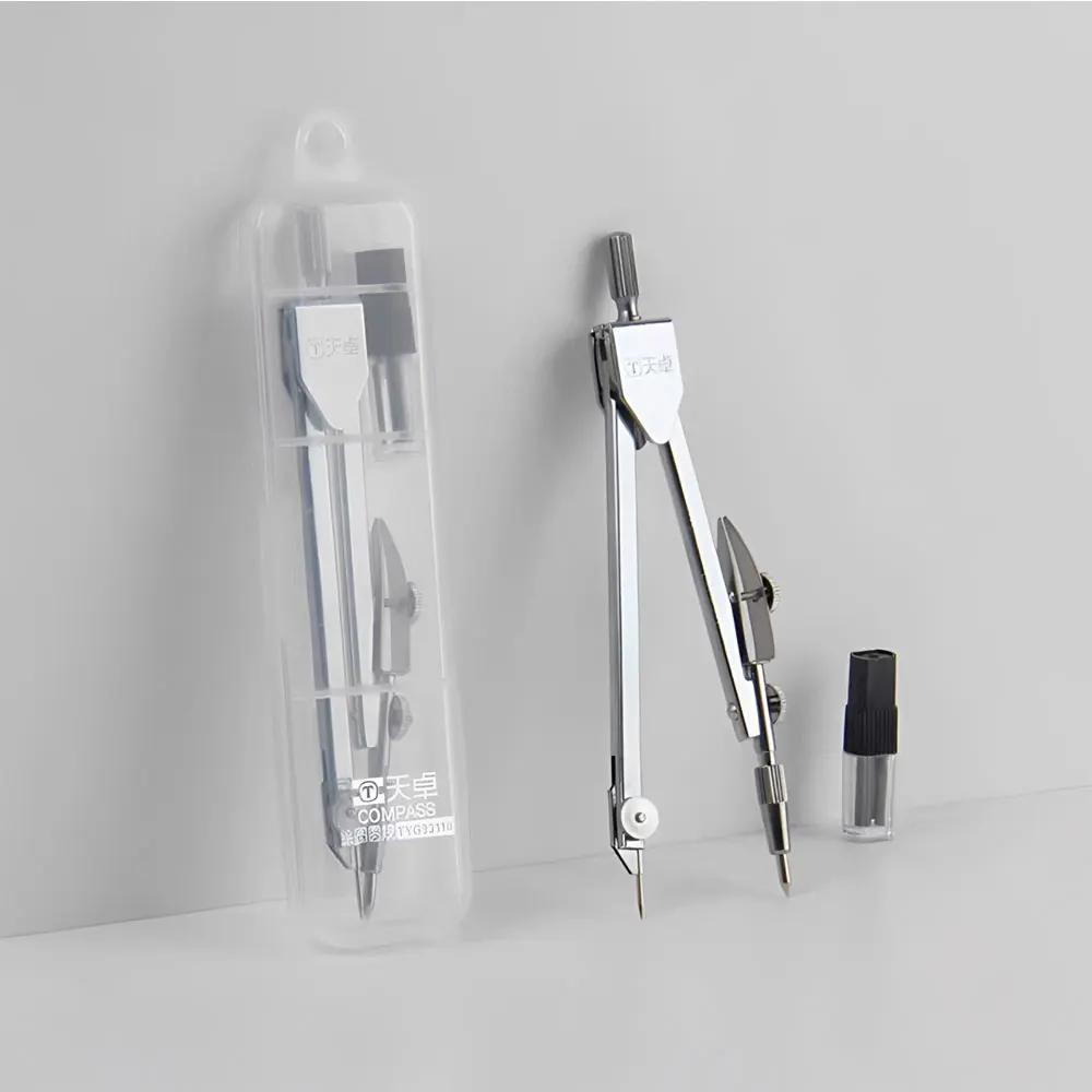1 Set of Metal Compasses, Professional Drawing Tools, High-Precision Mechanical Compasses, with 3 Replacement Lead Cores.
