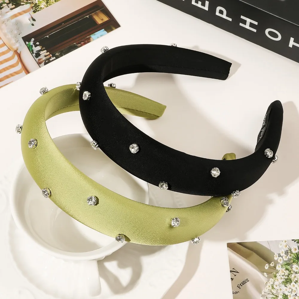 

Water Diamond Sponge Hair Hoop Solid Color Turban Wash Face Headband Sparkling Korean Hairband Women Girl Hair Accessories