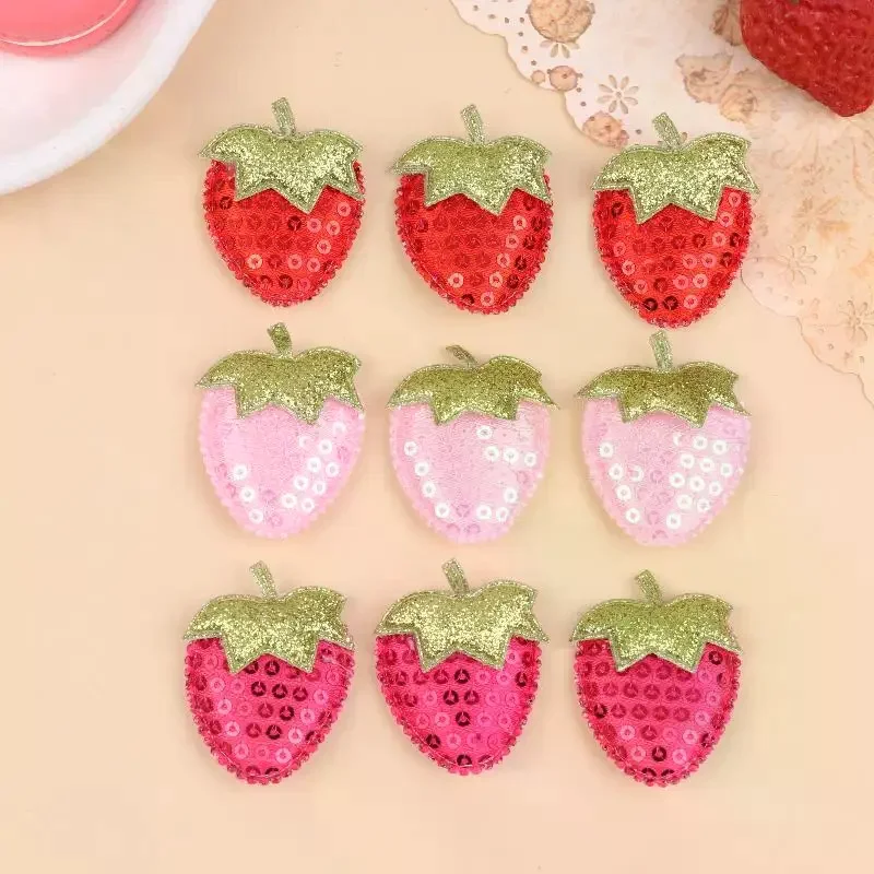 

20 шт., нашивка с клубникой и блестками, аппликация для шитья, украшение для одежды для DIY, аксессуары для шпильки