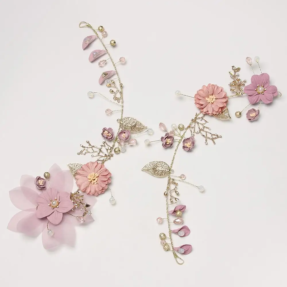 

Accessories Hair Jewelry Wedding Headdress Purple Flower Tiara Bride Headwear Pearl Hair Band