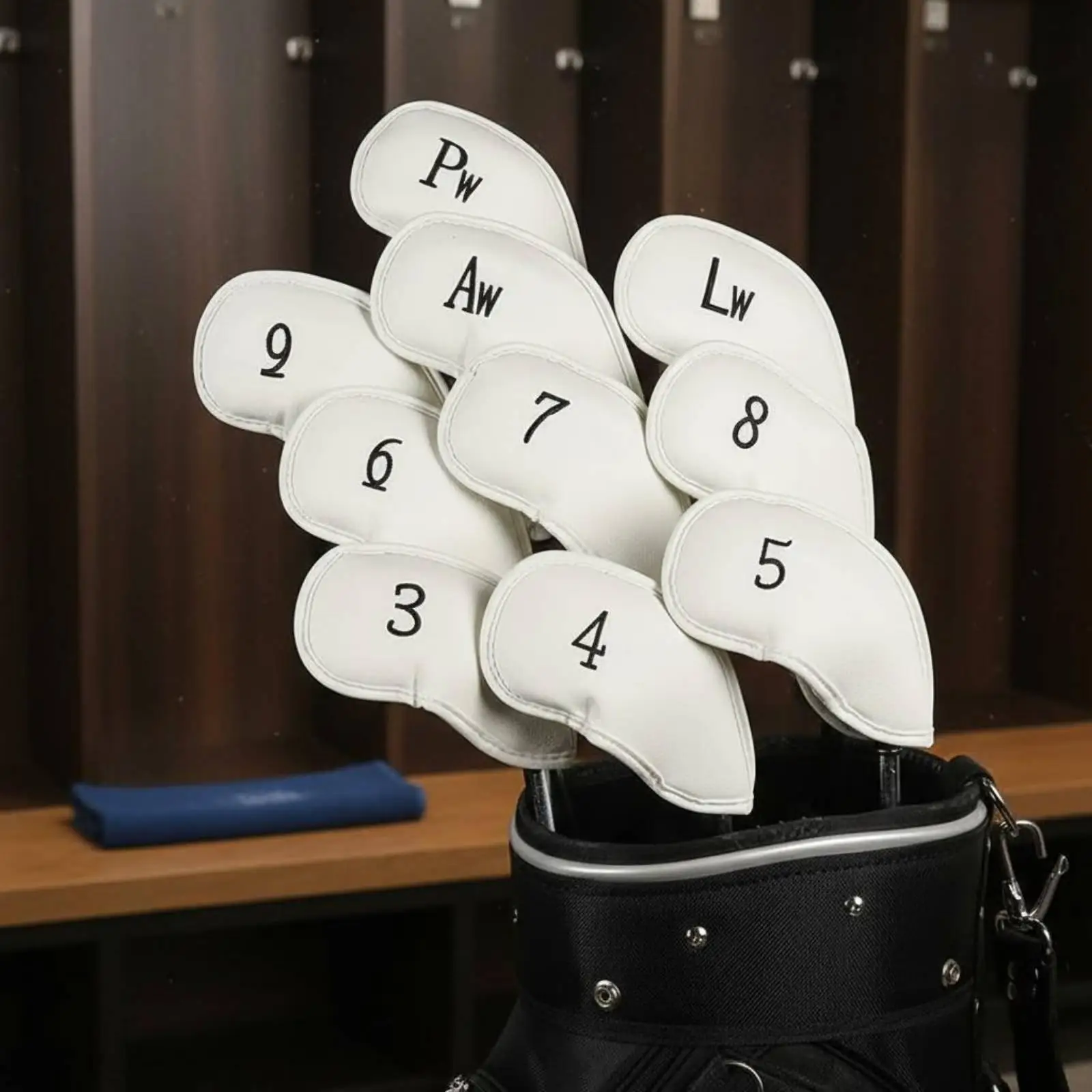Golf Iron Head Covers Magnetic Leather Protection Set for Clubs with Number Labels for Easy Identification