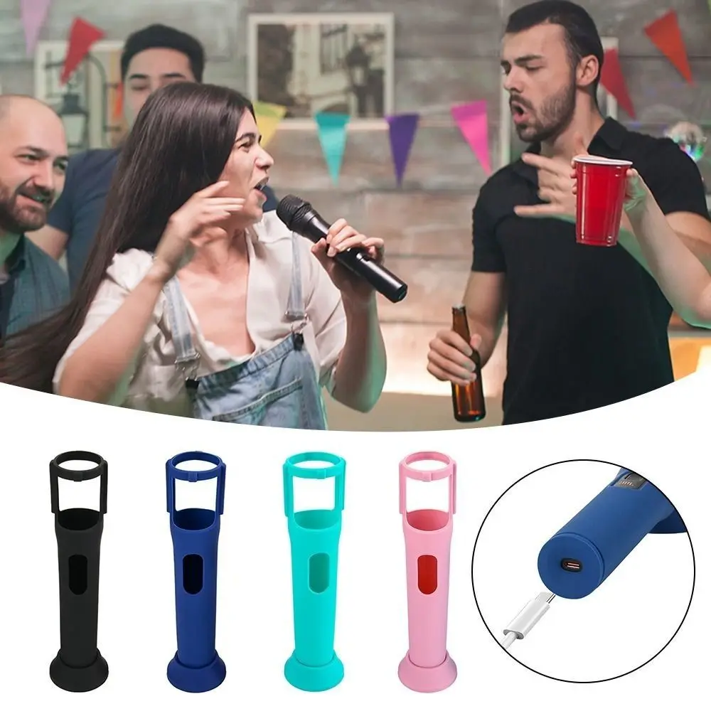 Silicone Microphone Case Drop Protection Shockproof Microphone Sleeve Anti-Rolling Wireless Mic Cover for JBL PartyBox