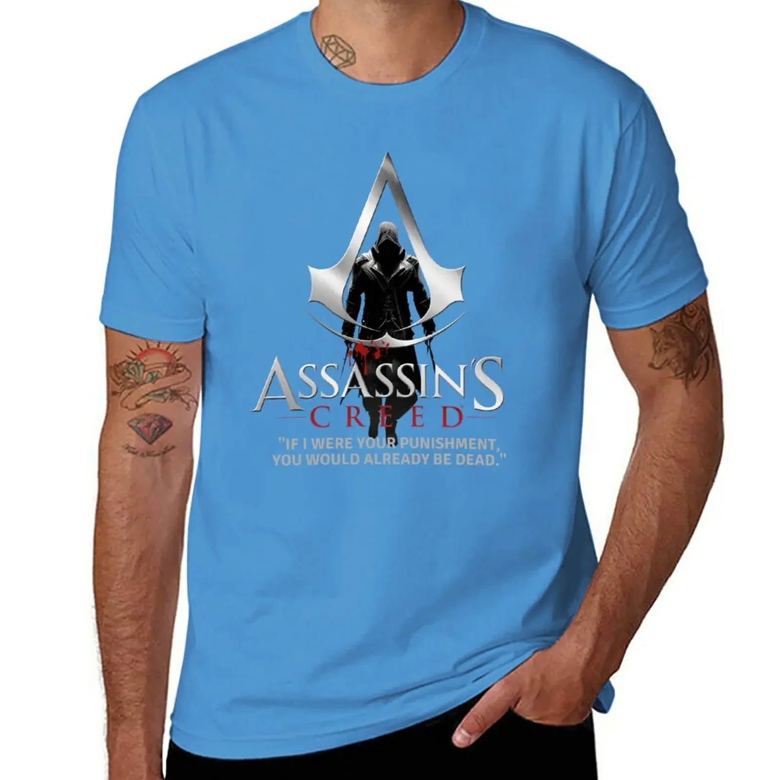 Short black T-shirt men New assassins creed-official customization-fan art T-Shirt men clothing harajuku graphic oversized funny