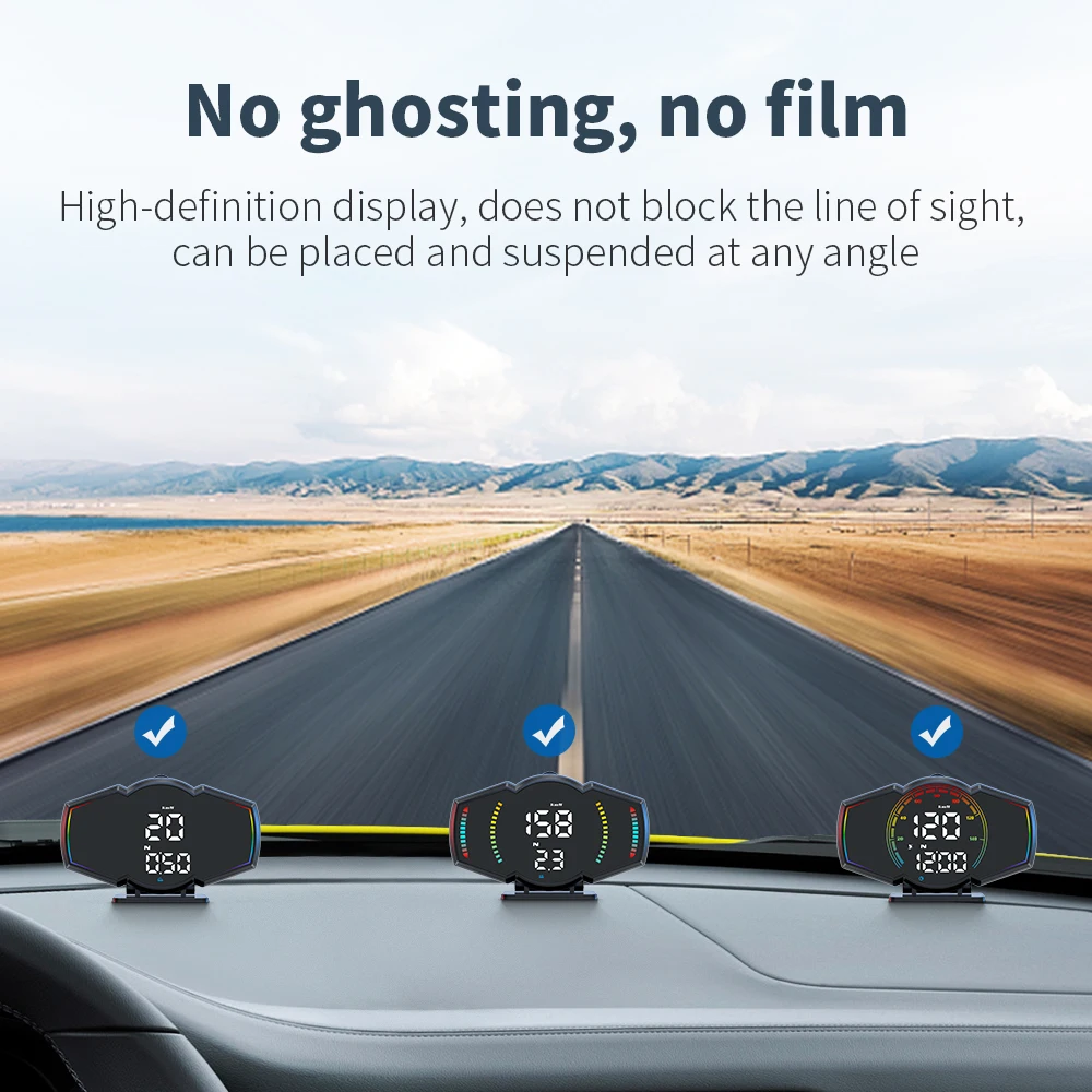 Kebidumei HUD Head Up Display GPS on Board Computer Digital Speedometer Alarm KM/H MPH Water Temp Fuel Consumption Slope Meter