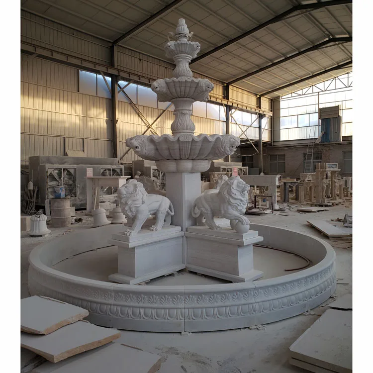 Natural  Fountain lion Sculpture Chinese White Marble Garden Fountains for Sale Deposit Only