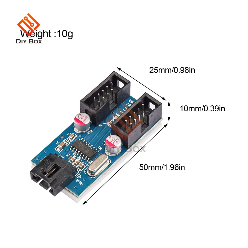 Motherboard USB 9Pin USB 2.0 Female Black Interface Header Splitter 1 To 2 Extension Cable Adapter 9-Pin USB HUB Connectors