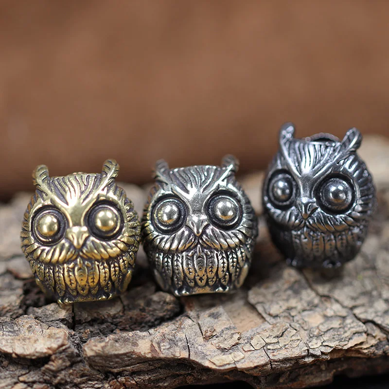 Cute Owl Brass Knife Bead EDC Outdoor DIY Paracord Woven Bracelets Accessories Lanyard Pendants Umbrella Rope Keychain Hangings