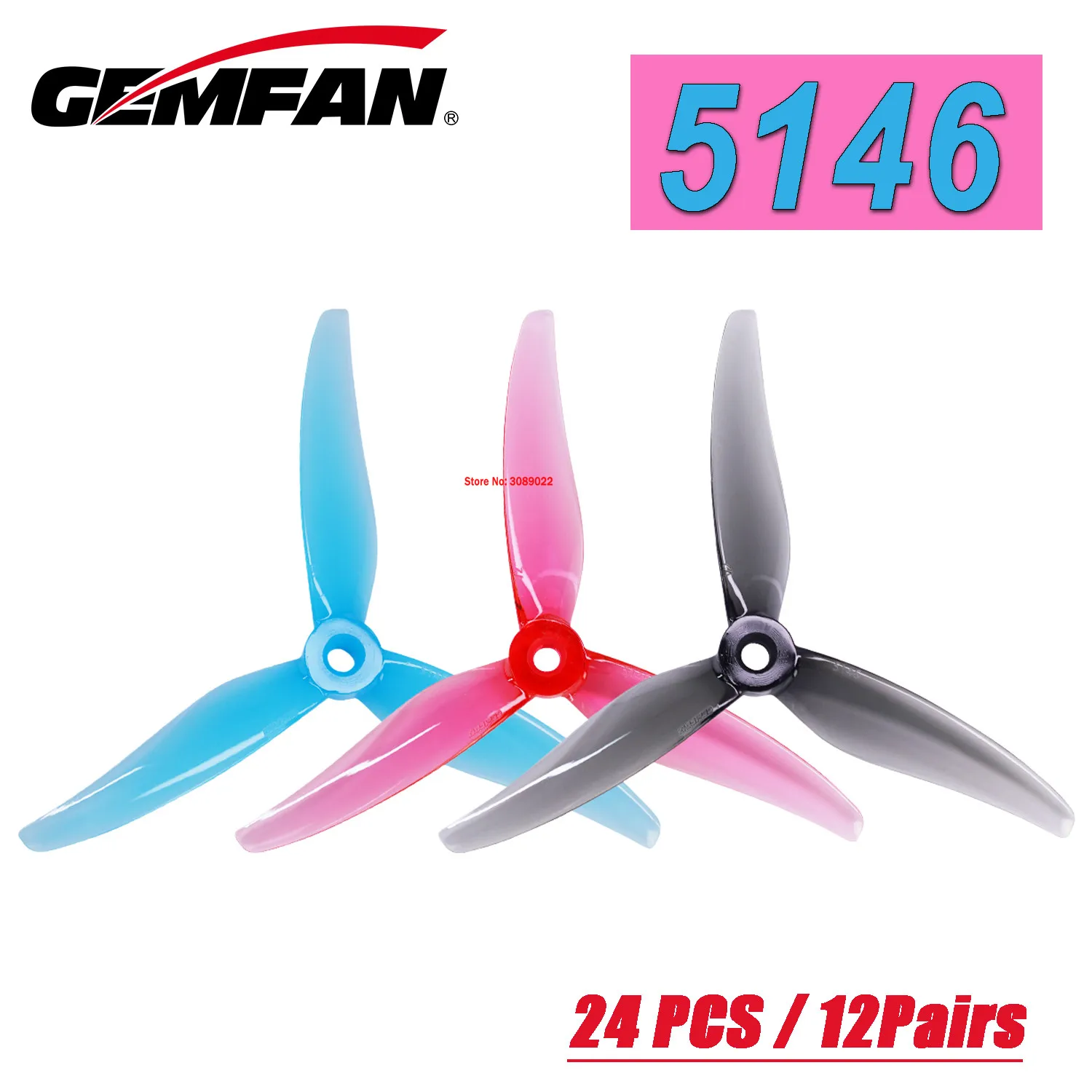 24 Stück/12 Paar Gemfan 5146 5 Zoll 3-Blatt-/Tri-Blade-Propeller für FPV Brushless Motor M5 2207 2306, geeignet für RC FPV Racing Drohnen